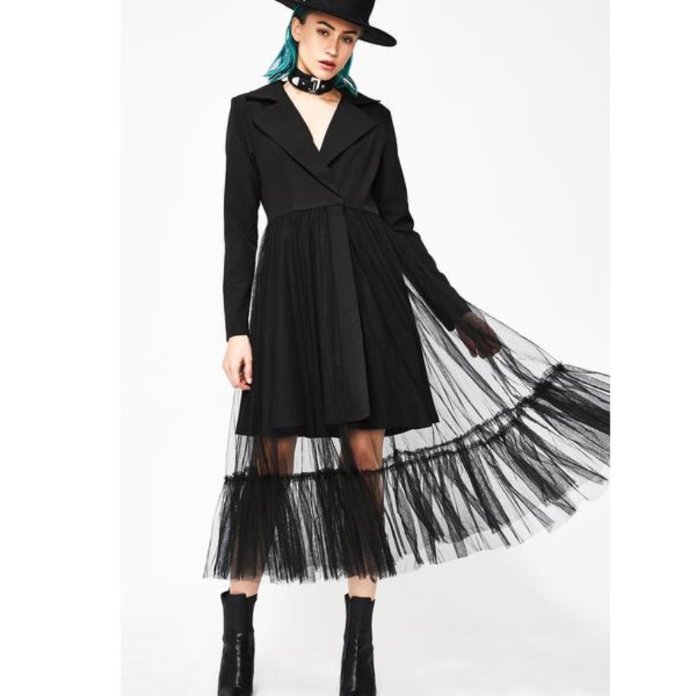 Black Blazer Dress with Tulle Skirt